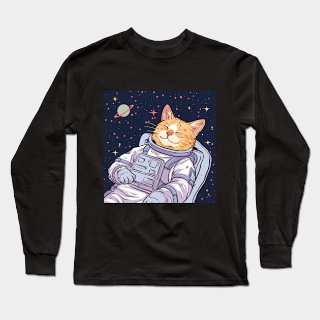 Astronaut Cat Long Sleeve T-Shirt by peculiarbutcute